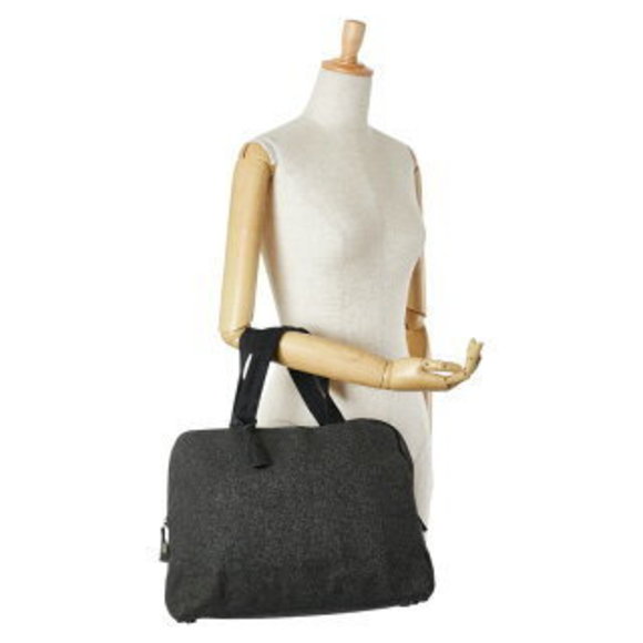 Prada triangle logo plate handbag tote bag Grey wool - Picture 10 of 10